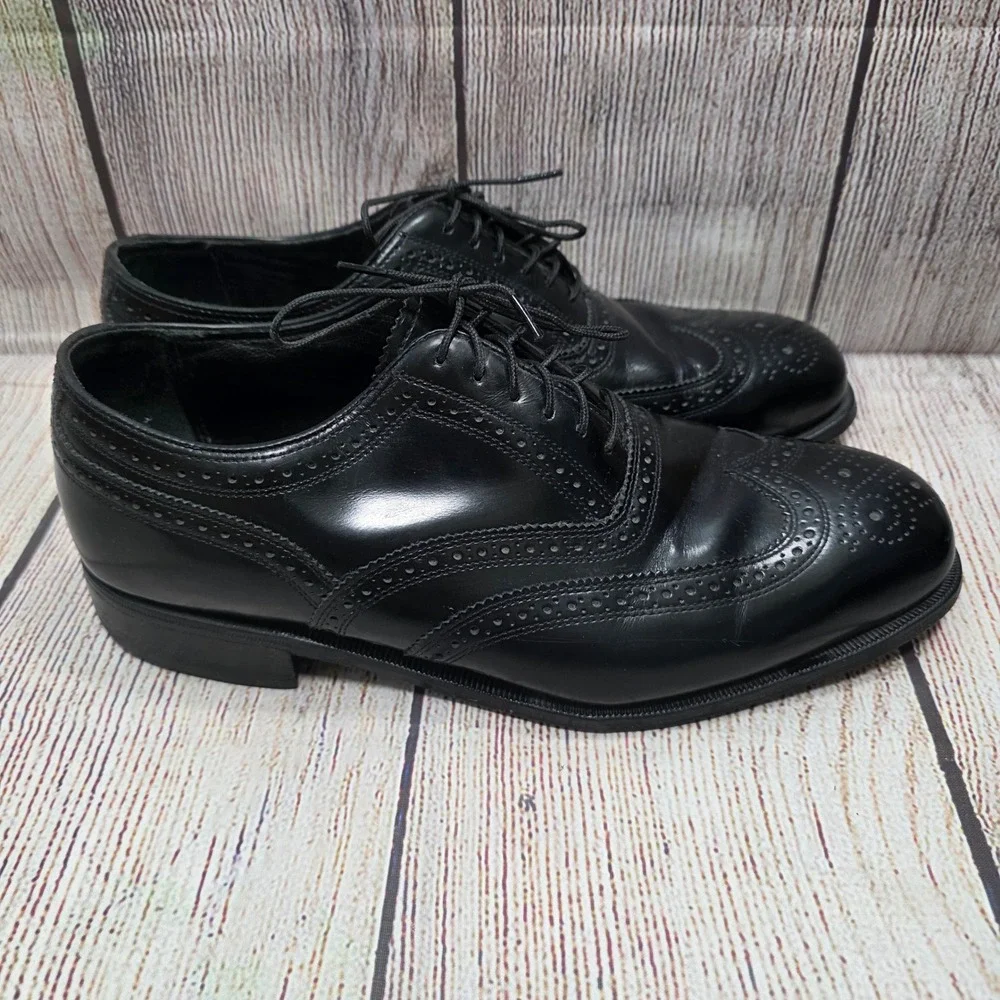 Florsheim Men Black Leather Wingtip Oxford Brogue Dress Shoes 1706601 Size 9.5 D